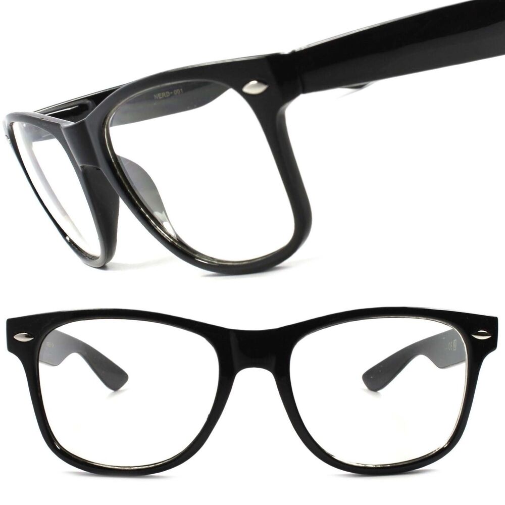 80's Hipster Classic Vintage Retro Mens Womens Clubbing Clear Lens Glasses Frame